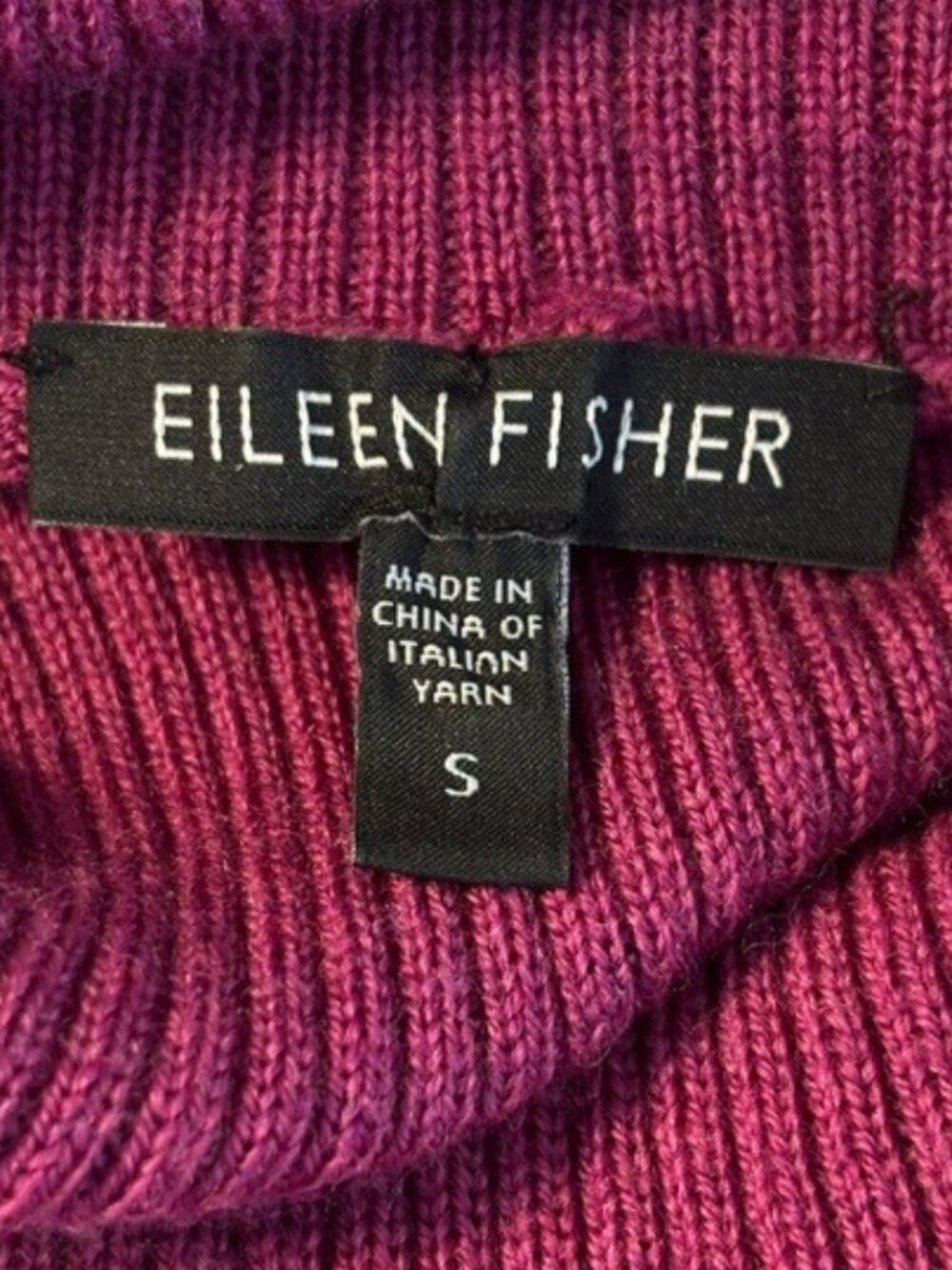 Eileen Fisher Italian Merino Wool Sweater Size S Plum Cowl Neck Tunic Knit - Picture 6 of 8